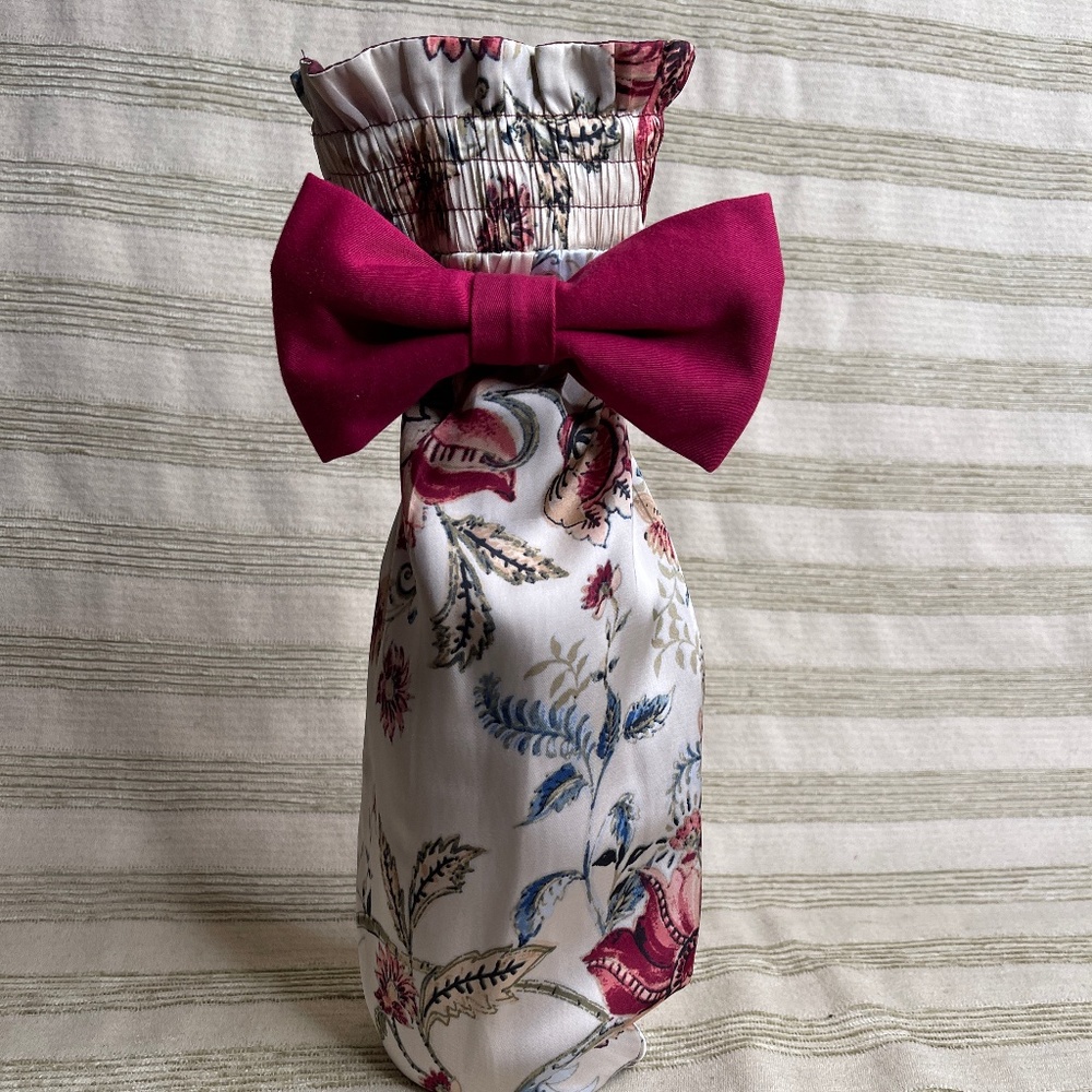 Handcrafted Wine or Liquor Bottle Gift Bag Made From Shirt and Tie